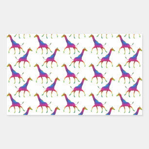 Sticker Rectangulaire Giraffe de couleur arc-en-ciel