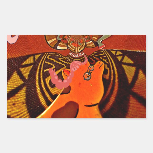 Sticker Rectangulaire Giraffe drôle : Un charme africain kaléidoscopique (Devant)