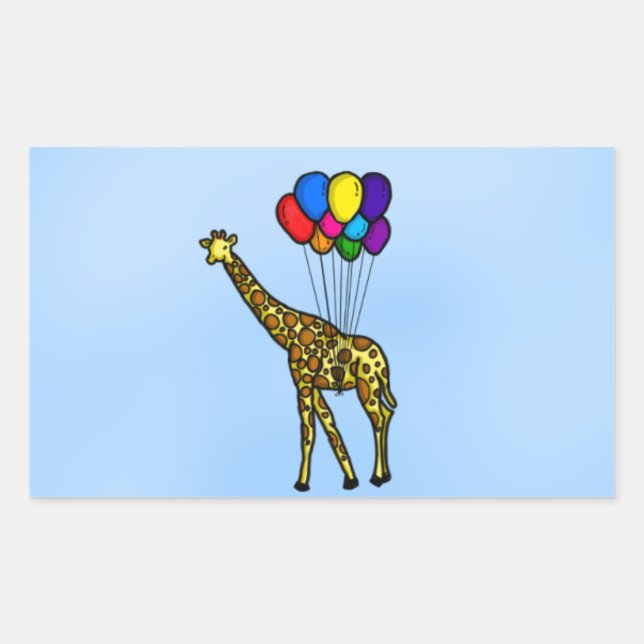 Sticker Rectangulaire Giraffe Portée Par Des Ballons (Devant)