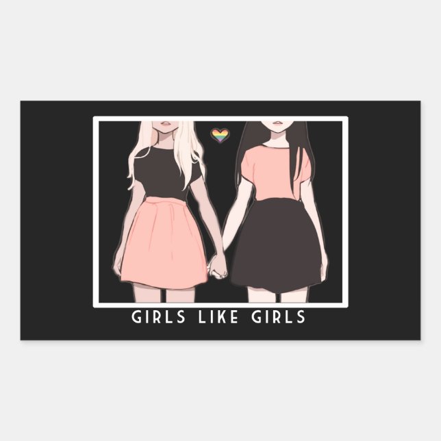 Sticker Rectangulaire girls like girls (Devant)