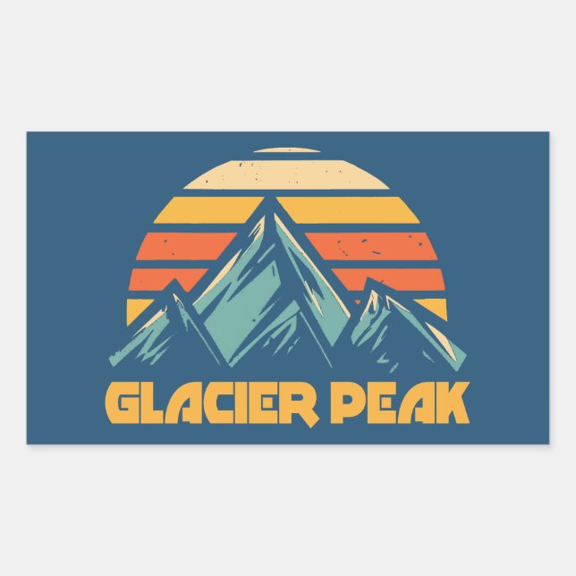 Sticker Rectangulaire Glacier Peak Rétro Turquoise (Devant)