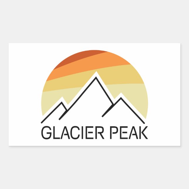Sticker Rectangulaire Glacier Peak Washington Retro (Devant)