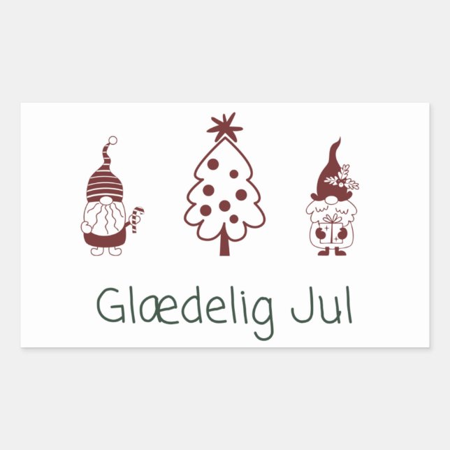 Sticker Rectangulaire Glæ delig jul, Danois Joyeux Noël (Devant)