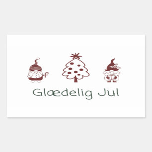 Sticker Rectangulaire Glædelig jul, Danish Happy Christmas 