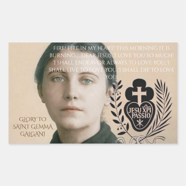 STICKER RECTANGULAIRE GLOIRE DE SAINT GEMMA GALGANI (Devant)