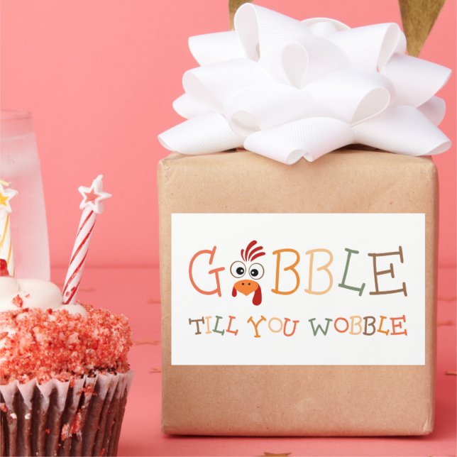 Sticker Rectangulaire Gobble Gobble Till You Wobble Funny Thanksgiving (Fête)