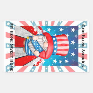 Sticker Rectangulaire God Bless America Home Sweet Home