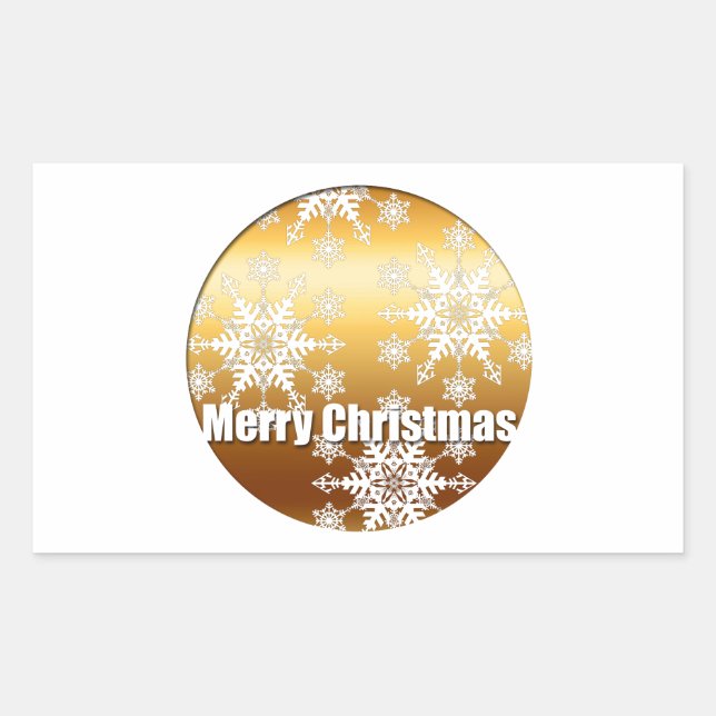 Sticker Rectangulaire Gold Joyeux Noël Snowflakes - (Devant)