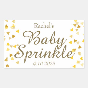 Sticker Rectangulaire Gold Love Hearts Baby Sprinkle / Douche / Couples