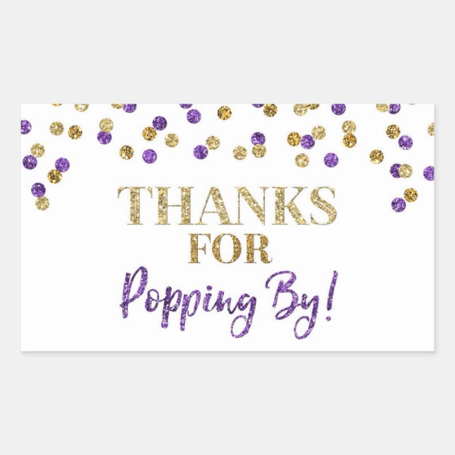 Sticker Rectangulaire Gold Purple Confetti Merci pour Popup By (Devant)