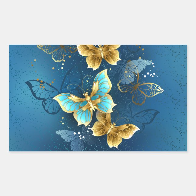 Sticker Rectangulaire Golden butterflies (Devant)