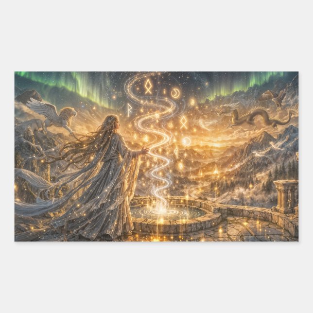 Sticker Rectangulaire Golden Elven Fantasy Light – Impressionist Fantasy (Devant)