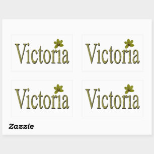 Sticker Rectangulaire Golden Flecks Victoria Nom Design,