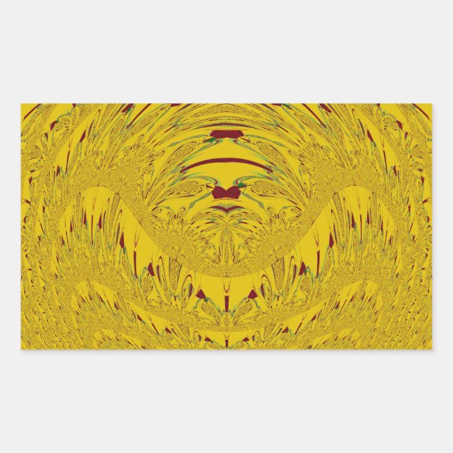 Sticker Rectangulaire Golden Lion Head Art (Devant)