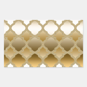 Sticker Rectangulaire Golden Quatrefoil Marocain Motif de treillis