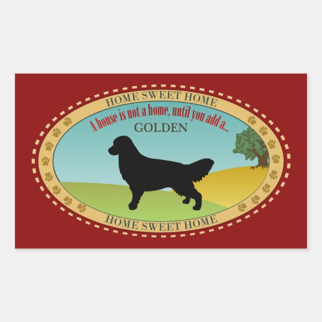 Sticker Rectangulaire Golden Retriever (Devant)