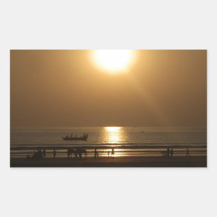 Sticker Rectangulaire Golden Summer Sunset Réflexion sur la plage