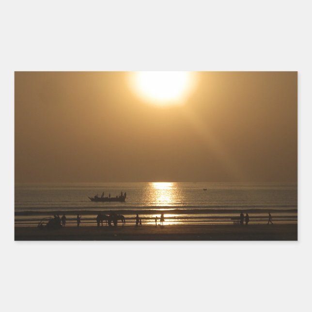 Sticker Rectangulaire Golden Summer Sunset Réflexion sur la plage (Devant)