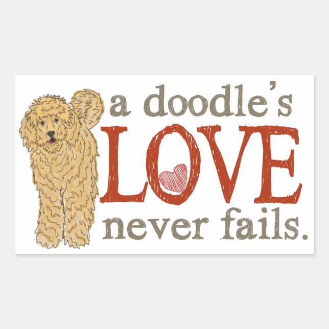 Sticker Rectangulaire Goldendoodle et Labradoodle Love (Devant)