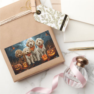 Sticker Rectangulaire Goldendoodle Halloween Éffrayant