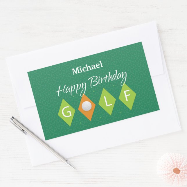 Sticker Rectangulaire Golf Anniversaire Diamant Vert Formes (Enveloppe)