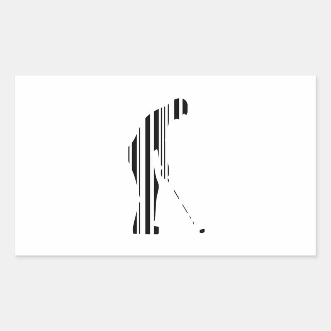 Sticker Rectangulaire GOLFER BAR CODE Golf Golfing Sports Motif Design (Devant)