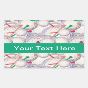 Sticker Rectangulaire Golfeur ; Motif de boules et de tee - shirt de