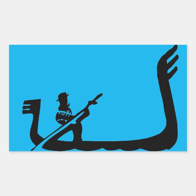 Sticker Rectangulaire Gondola, Venise en bleu (Devant)