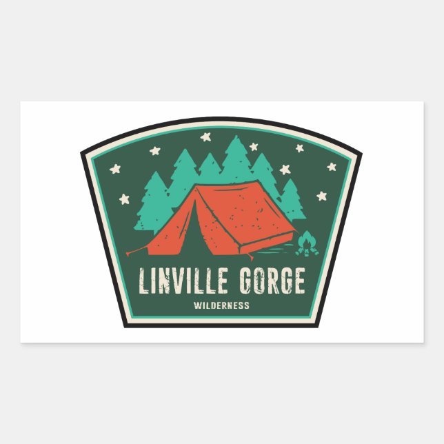 Sticker Rectangulaire Gorge de Linville Wilderness Caroline du Nord Camp (Devant)