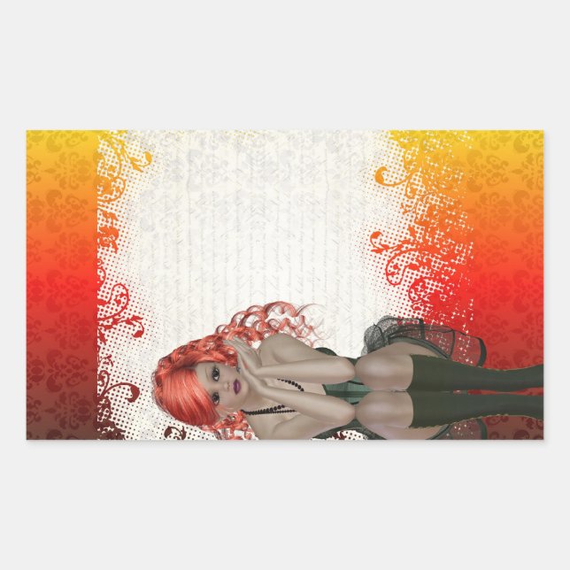 Sticker Rectangulaire Gothique à tête rouge (Devant)