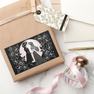 Sticker Rectangulaire Gothique Emo Enfants Kiss Valentine's Day