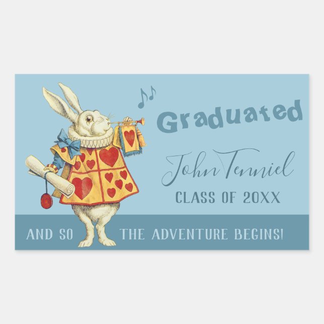 Sticker Rectangulaire Graduation White Rabbit souffle trompette CC1138 (Devant)