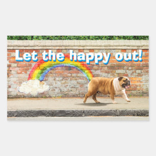 Sticker Rectangulaire Graffiti Chien et Arc-en-ciel