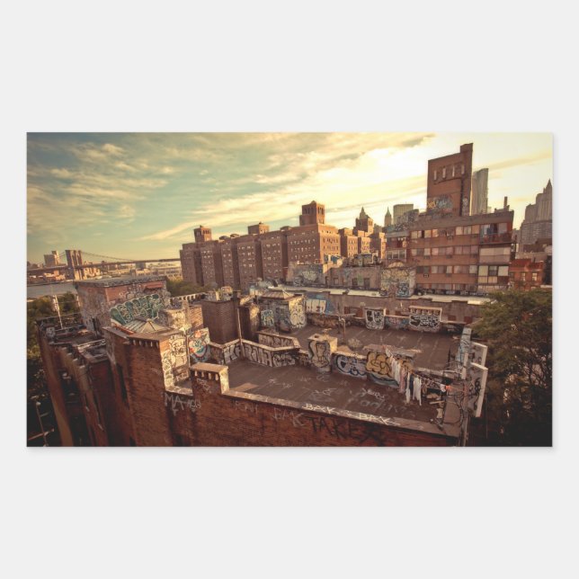 Sticker Rectangulaire Graffiti chinois sur le toit (Devant)