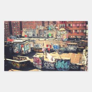 Sticker Rectangulaire Graffiti de dessus de toit dans Chinatown