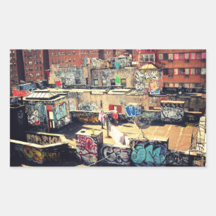 Sticker Rectangulaire Graffiti de dessus de toit dans Chinatown
