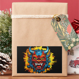 Sticker Rectangulaire Graffiti Oni Masque Illustration d'art audacieux e