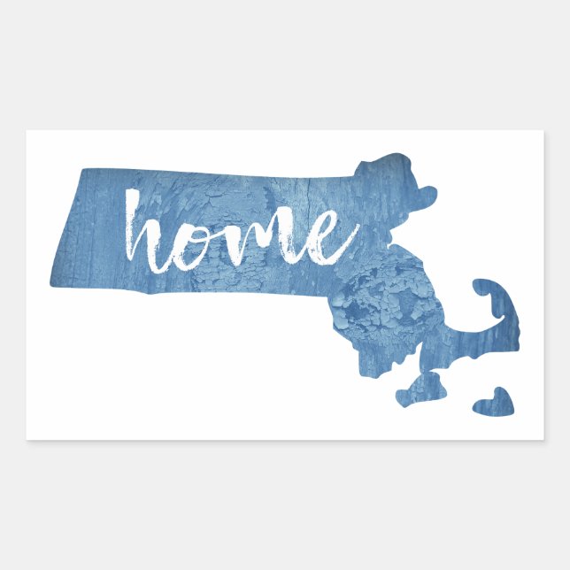 Sticker Rectangulaire Grain de bois du Massachusetts (Devant)