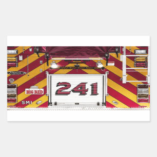 Sticker Rectangulaire Grand camion de pompiers rouge