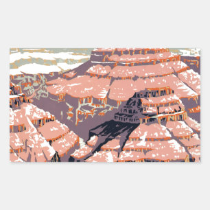 Sticker Rectangulaire Grand Canyon Western Graphic Art American
