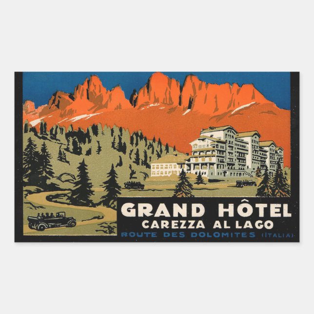 Sticker Rectangulaire Grand Hotel Carezza Al Lago Voyage Bagages (Devant)