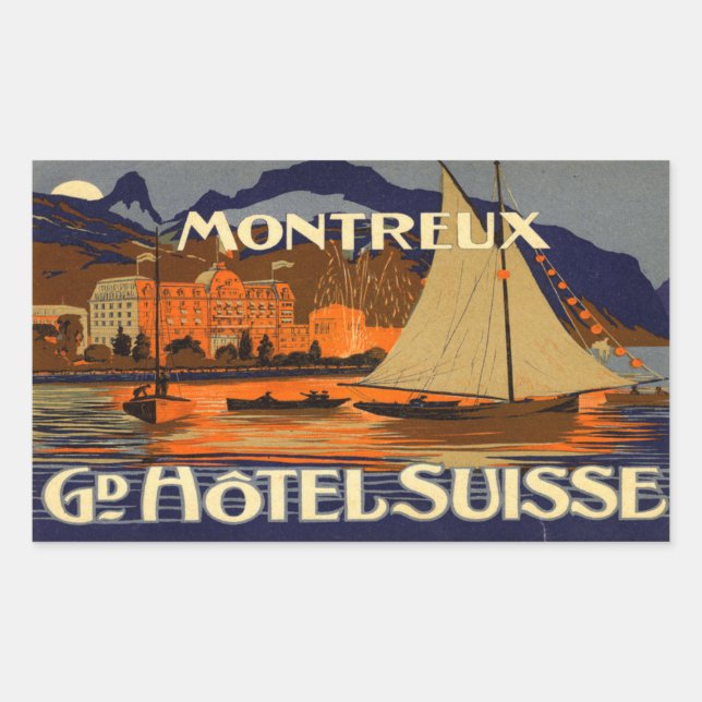 Sticker Rectangulaire Grand Hôtel Suisse Montreux (Devant)
