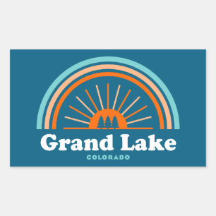 Sticker Rectangulaire Grand Lake Colorado Arc en ciel