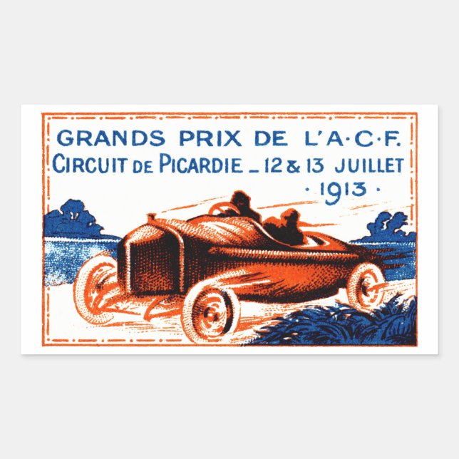 Sticker Rectangulaire Grand Prix automobile de 1913 (Devant)