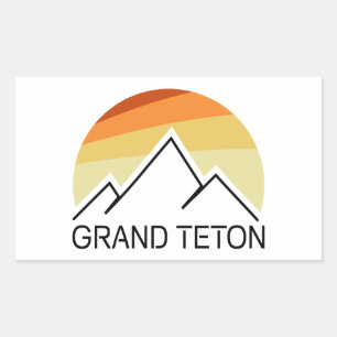 Sticker Rectangulaire Grand Teton Wyoming Retro