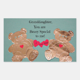 Sticker Rectangulaire Granddaughter, tu es Beary Special to me !