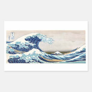 Sticker Rectangulaire Grande vague au large de Kanagawa Hokusai Art japo