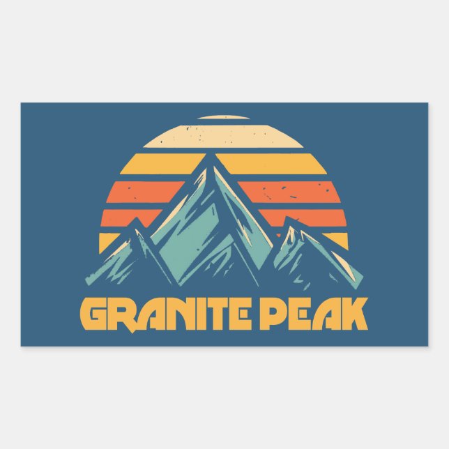 Sticker Rectangulaire Granite Peak Montana Rétro Turquoise (Devant)