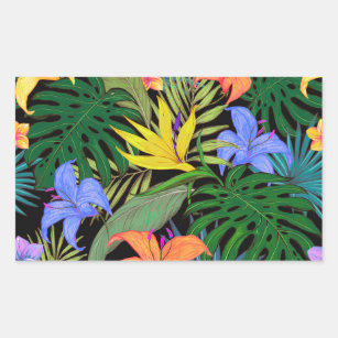 Sticker Rectangulaire Graphique de fleur d'Aloha de Hawaii tropical