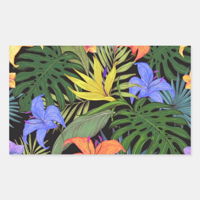 Sticker Rectangulaire Graphique de fleur d'Aloha de Hawaii tropical (Devant)